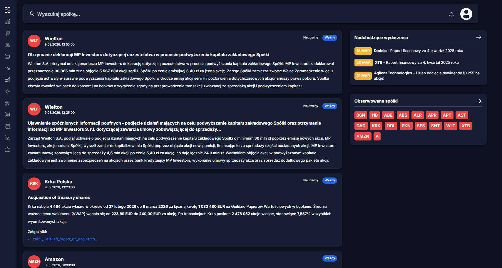Automatyczna analiza spółek